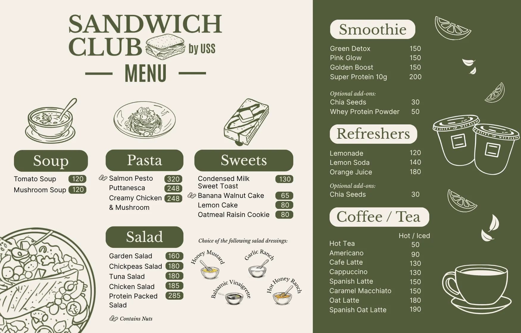 Sandwich Club menu